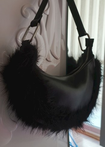 Siyah Kürklü Gotik Kadın Çanta - Görsel 4