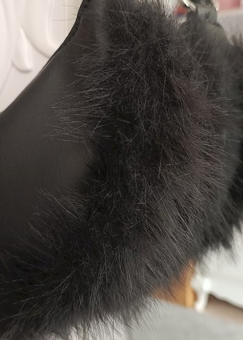 Siyah Kürklü Gotik Kadın Çanta - Görsel 8