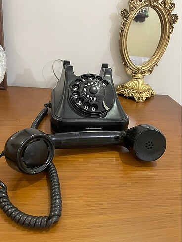  Beden Nostaljik telefon,vintage telefon,çevirmeli telefon,siyah telefo