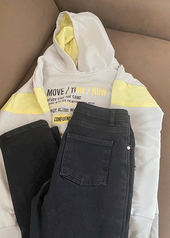 8 Yaş Beden Erkek siyah Denim Pantolon swet