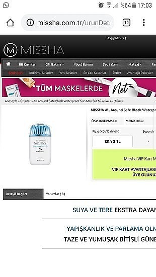 Missha all around safe block güneş kremi 