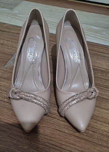 Bej Stiletto Topuklu Kadın Abiye Ayakkabı