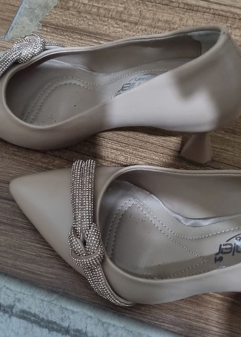 37 Beden ten rengi Renk Bej Stiletto Topuklu Kadın Abiye Ayakkabı
