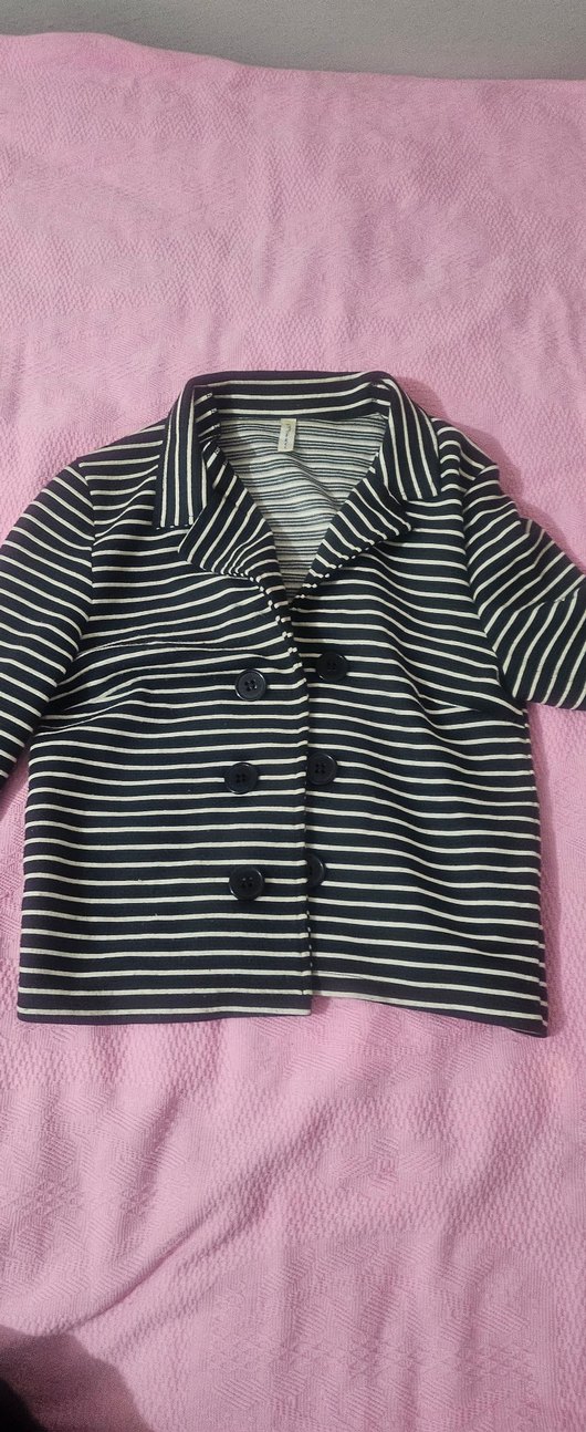 Düğmeli Siyah Zebra Desenli Kadın Ofis Ceketi - Görsel 5