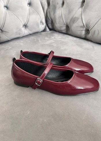 Bordo Tokalı Stiletto Topuklu Kadın Babet