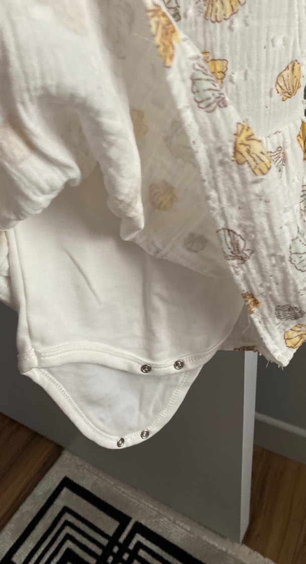 Kız Çocuk Beyaz Kısa Kollu Keten Elbise - Görsel 2