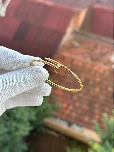 Cartier Çivi Gold Slim Taşlı Bileklik