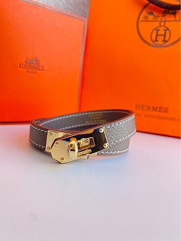 Hermes Vizon Gold Deri Çelik Bileklik