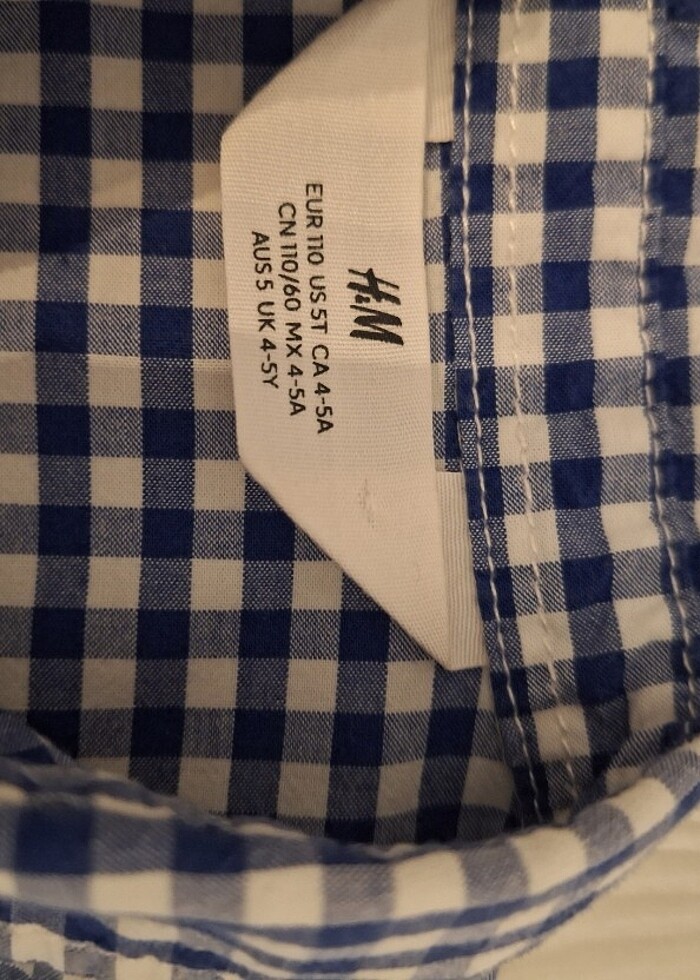 Erkek cocuk mavi beyaz kareli H&M  gomlek 4-5 yas - Görsel 5