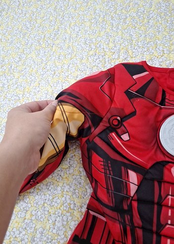 Çocuk Kırmızı Iron Man kaslı dikim Kostümü Uzun Kollu kasli - Görsel 10