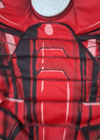 Çocuk Kırmızı Iron Man kaslı dikim Kostümü Uzun Kollu kasli - Görsel 6