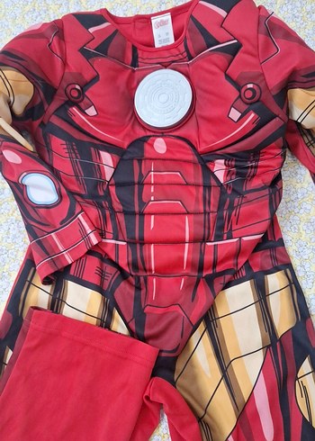 Çocuk Kırmızı Iron Man kaslı dikim Kostümü Uzun Kollu kasli - Görsel 9
