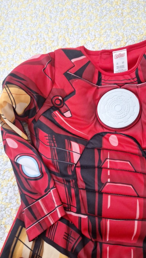 Çocuk Kırmızı Iron Man kaslı dikim Kostümü Uzun Kollu kasli - Görsel 5