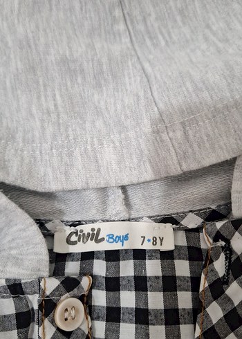 Kapüşonlu Gri Ekose Erkek Çocuk gomlek - Görsel 7