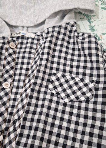 Kapüşonlu Gri Ekose Erkek Çocuk gomlek - Görsel 14