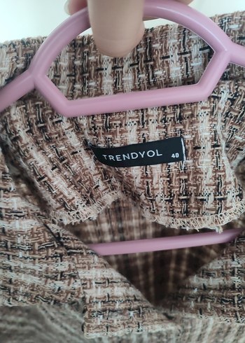 Düğmeli Uzun Kollu Kahverengi Kadın Gömlek - Görsel 2