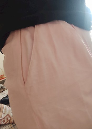 Pembe Bol Paça Kadın %100 Pamuk Pantolon - Görsel 4