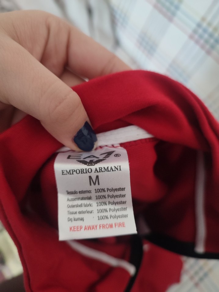 Kırmızı EA7 İtalya Baskılı Fermuarlı Sweatshirt - Görsel 3