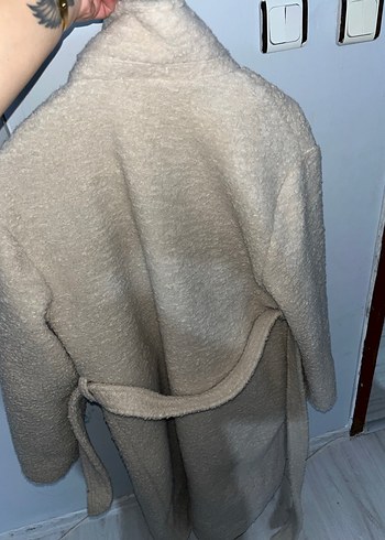 Bej Kadın Midi Boy Kürk Detaylı Kaban - Görsel 5