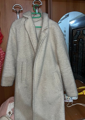 Bej Kadın Midi Boy Kürk Detaylı Kaban - Görsel 3