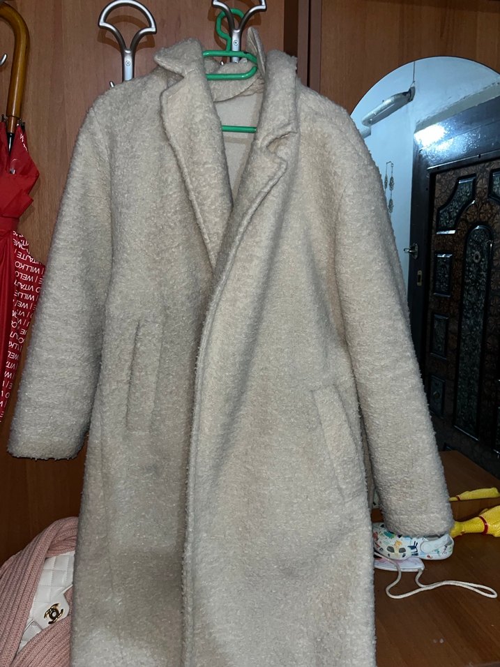 Bej Kadın Midi Boy Kürk Detaylı Kaban - Görsel 2