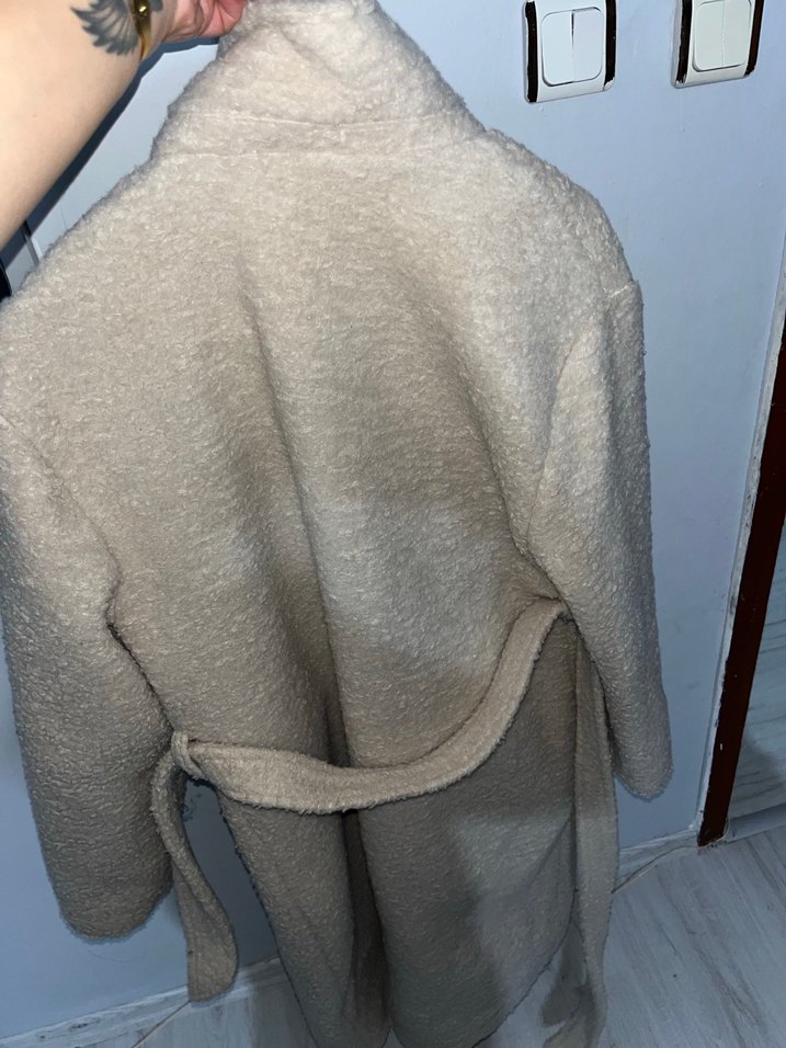 Bej Kadın Midi Boy Kürk Detaylı Kaban - Görsel 5