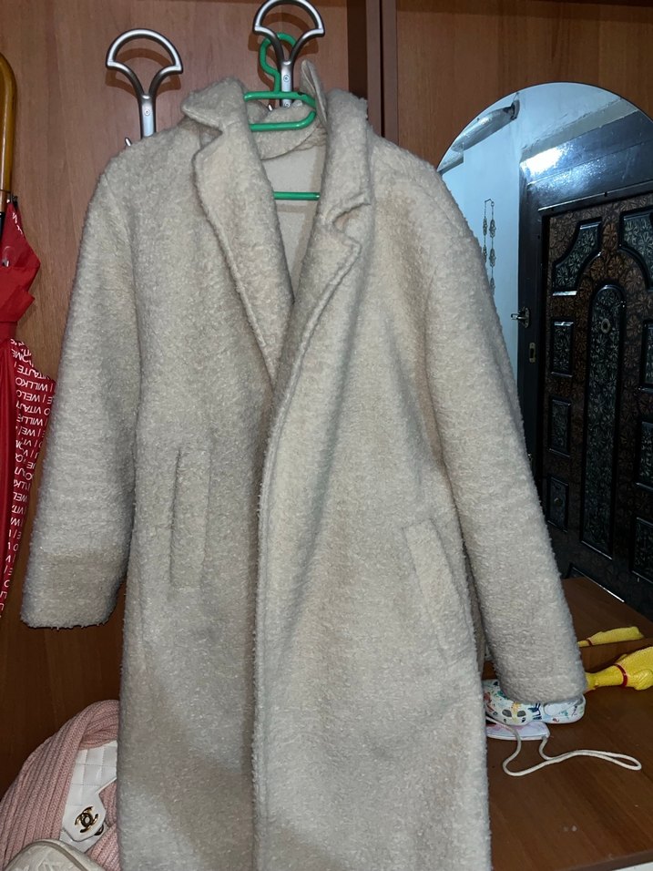 Bej Kadın Midi Boy Kürk Detaylı Kaban - Görsel 3