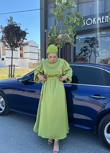 40 Beden yeşil Renk Saten elbise 