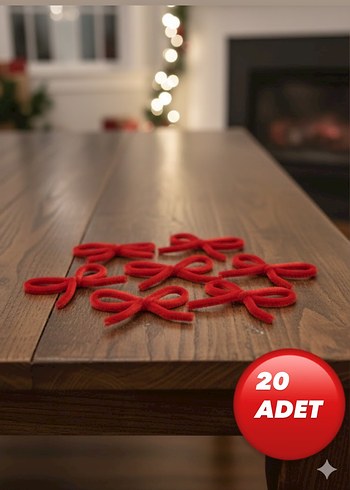 10 adet Peluş Kırmızı Fiyonk yılbaşı çok amaçlı - Görsel 2