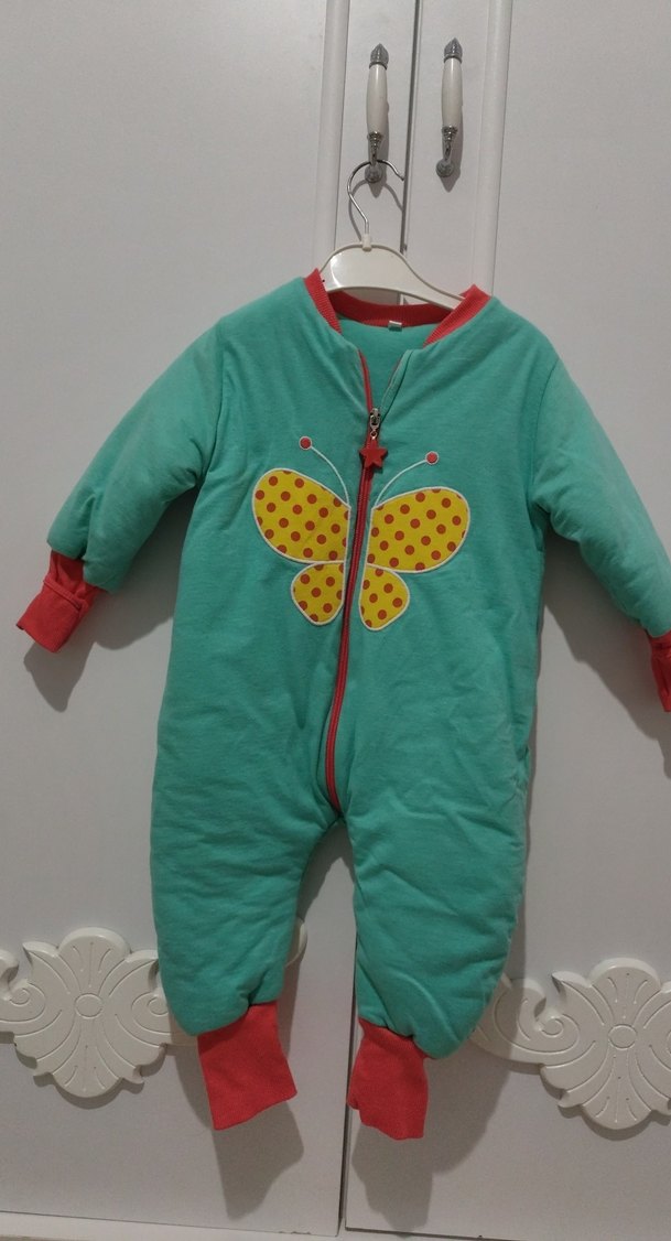 Turkuaz Fermuarlı Erkek kız Bebek Kışlık Tulum - Görsel 2