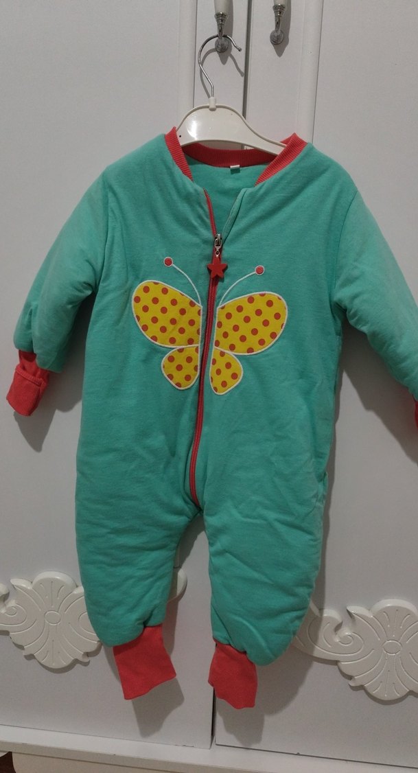 Turkuaz Fermuarlı Erkek kız Bebek Kışlık Tulum - Görsel 4