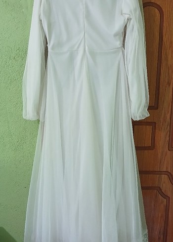 38 Beden beyaz Renk Uzun Kollu Bohem Vintage elbise