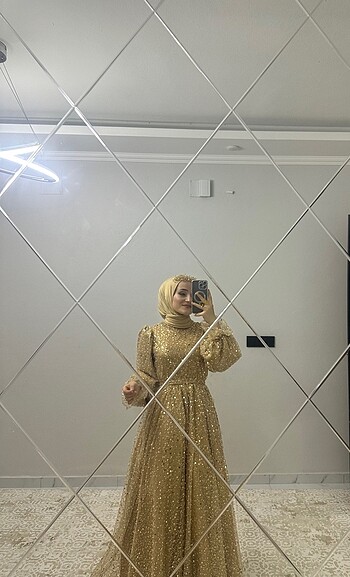 Taşlı Gold Abiye