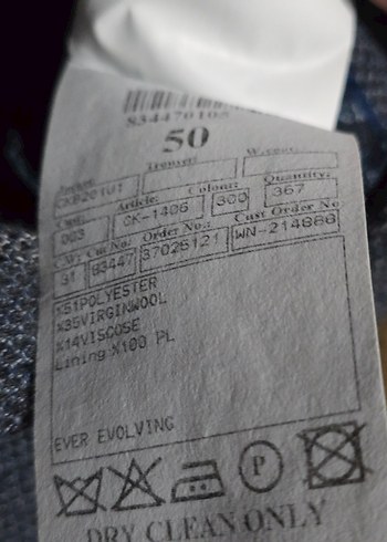 Gri Düğmeli Erkek yün Ceketi  50 beden - Görsel 2