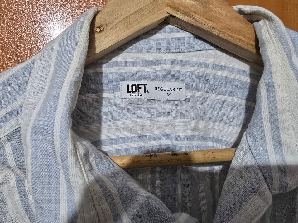 loft erkek gömlek Düğmeli Uzun Kollu Keten Erkek Gömlek - Görsel 2