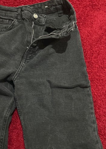 Siyah maxı Boy Yırtmaçlı Kadın Kot Pantolon - Görsel 3