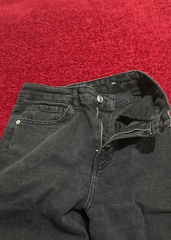 Siyah maxı Boy Yırtmaçlı Kadın Kot Pantolon - Görsel 2