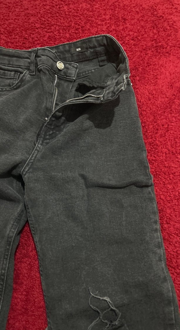 Siyah maxı Boy Yırtmaçlı Kadın Kot Pantolon - Görsel 3