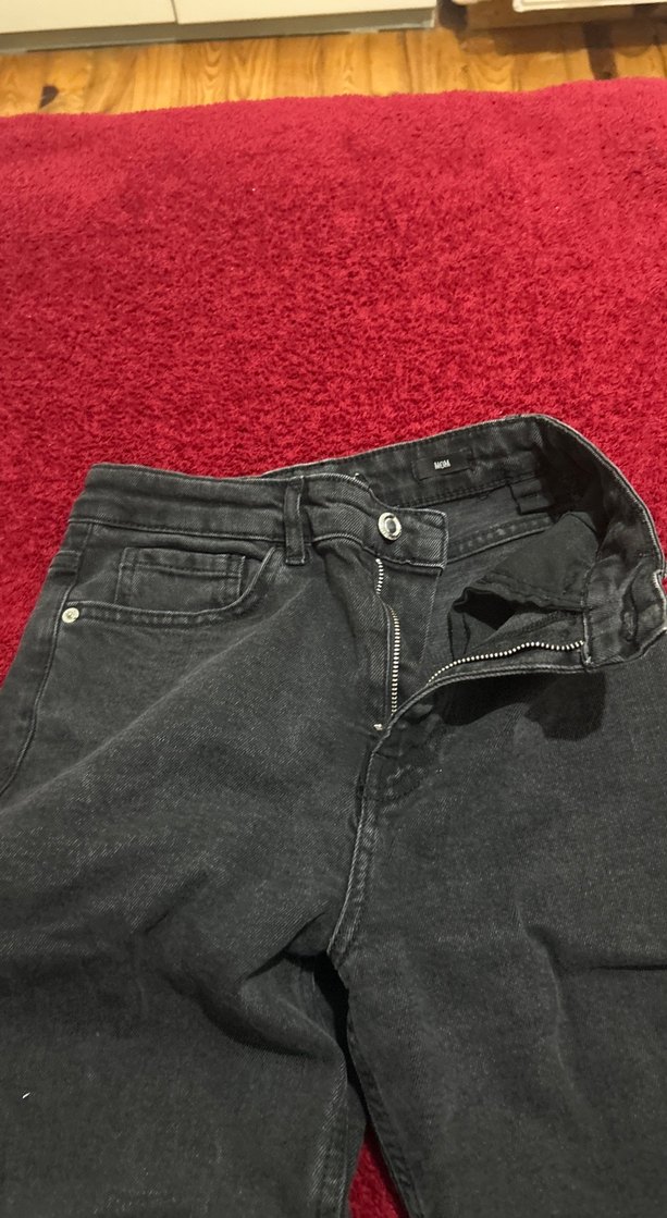 Siyah maxı Boy Yırtmaçlı Kadın Kot Pantolon - Görsel 2