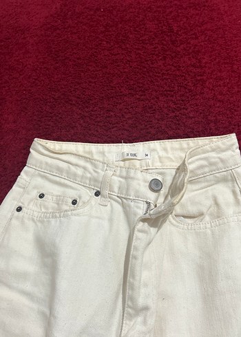 Beyaz Kadın   Bol Kesim Kot Pantolon - Görsel 2