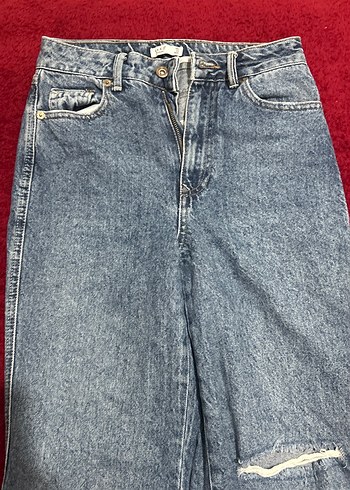 Yırtmaçlı Salaş Kadın Kot Pantolon - Görsel 2