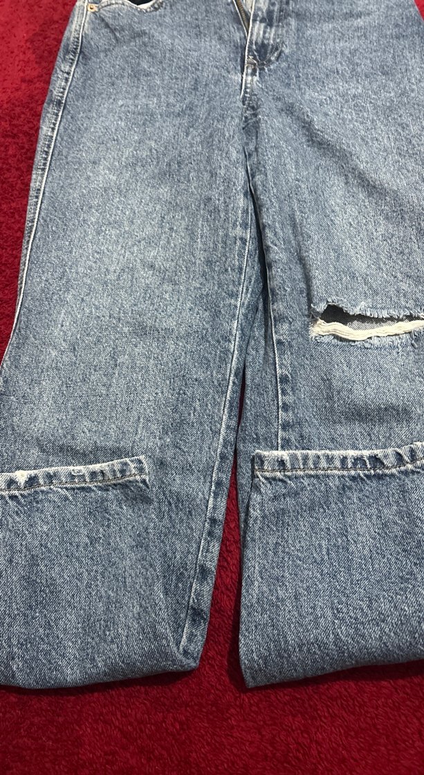 Yırtmaçlı Salaş Kadın Kot Pantolon - Görsel 3