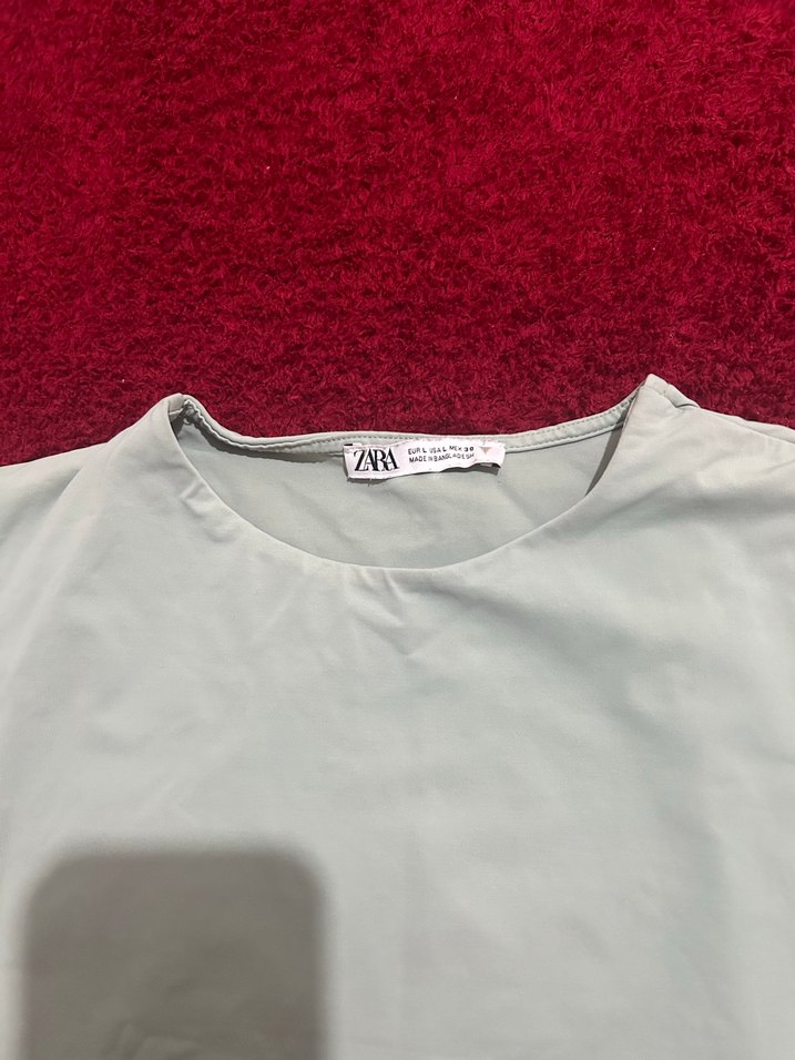 Gri Kadın Kısa Kollu Crop Tişört - Görsel 2