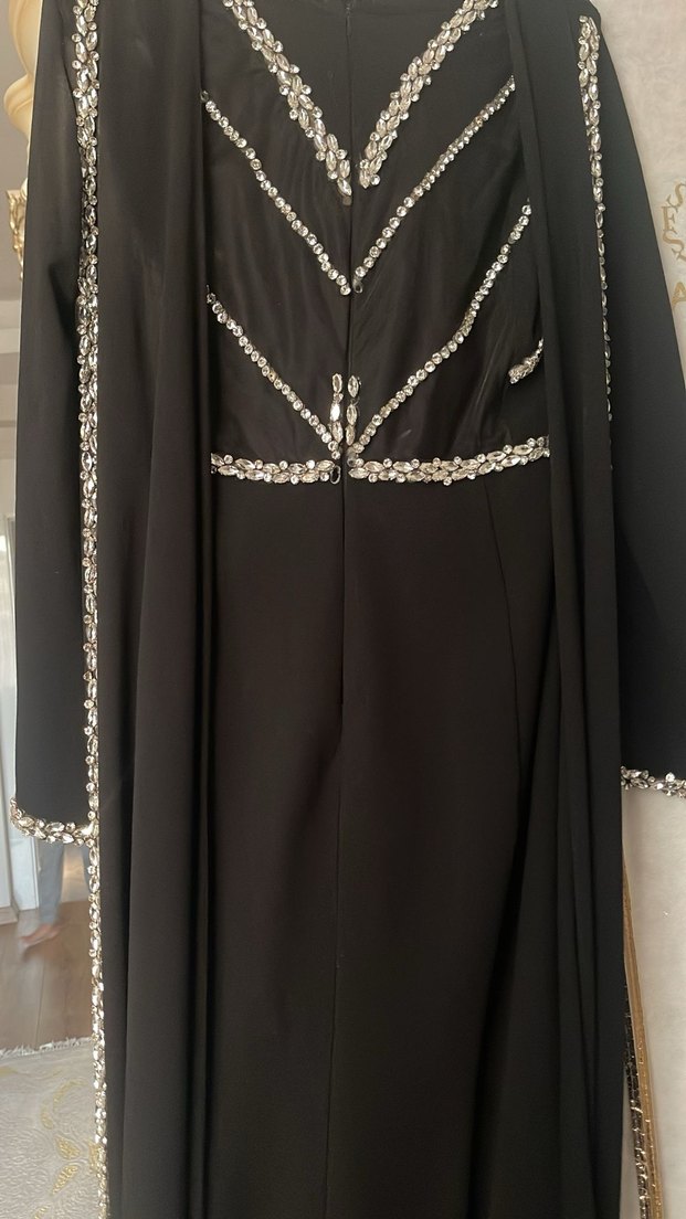 Güngör Marka Uzun Kollu Siyah Uzun Abiye Elbise - Görsel 3