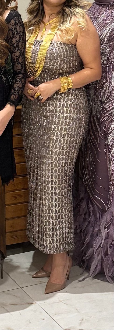 Bej Sim Detaylı Straplez Abiye - Görsel 2