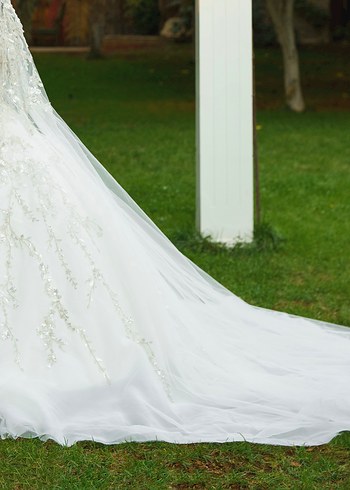 Uzun Kollu Prenses Gelinlik - Görsel 3