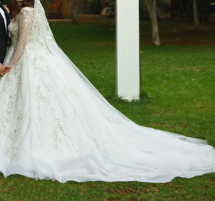 Uzun Kollu Prenses Gelinlik - Görsel 3