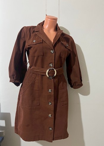 Kahverengi Süet Midi Elbise - Görsel 5