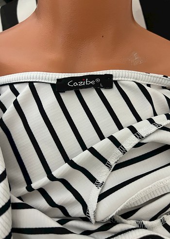 Çizgili Drapeli Uzun Kadın Elbise - Görsel 5