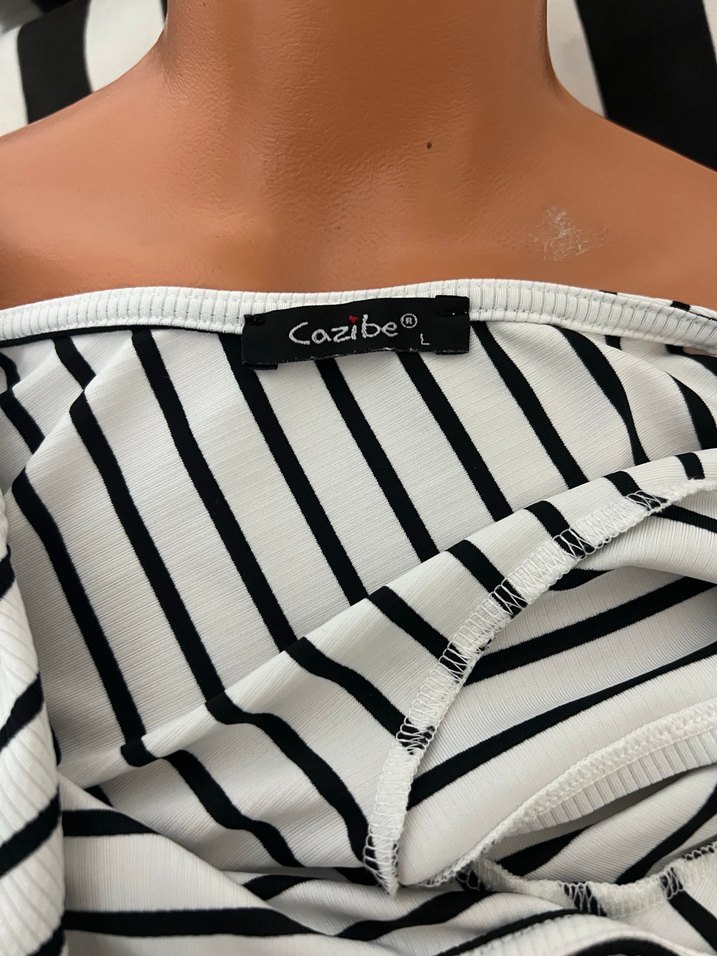 Çizgili Drapeli Uzun Kadın Elbise - Görsel 5